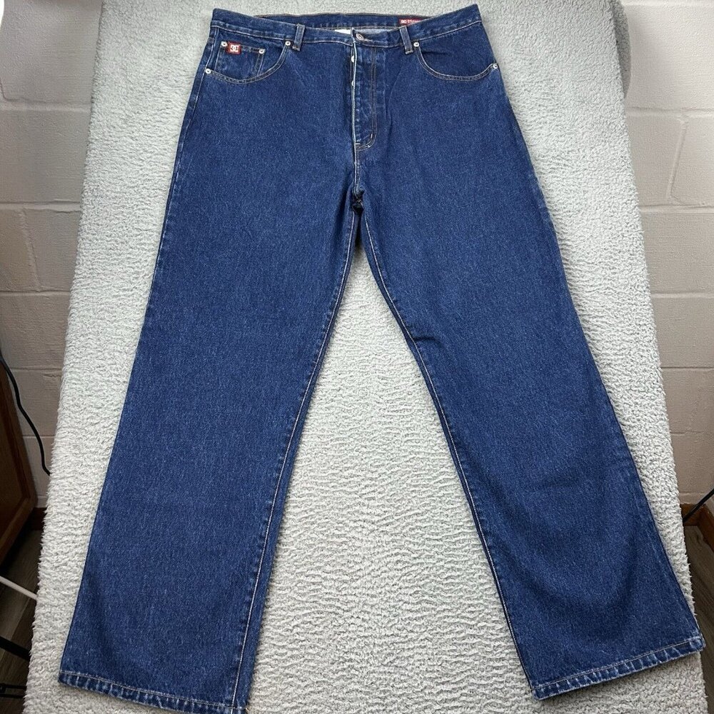DC Wide Bootcut Button Fly Blue Jeans Mens Size 36x32 Y2K Retro Measures 38x33